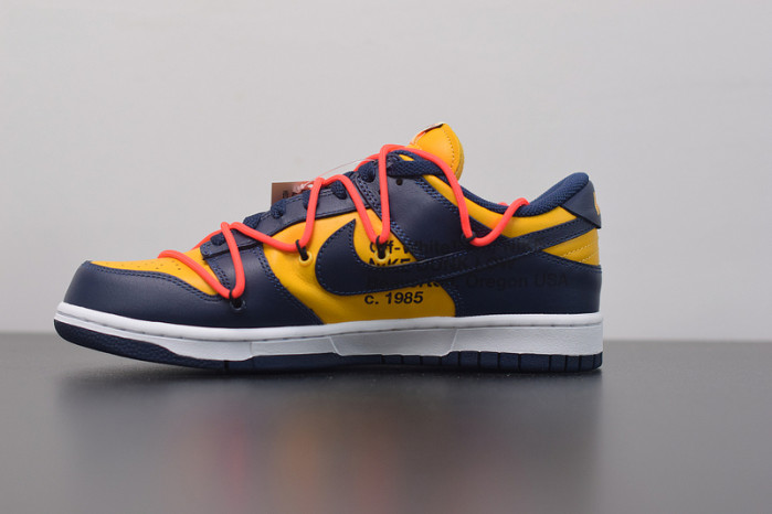 nike dunk low off-white university gold midnight navy ct0856-700