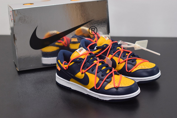 nike dunk low off-white university gold midnight navy ct0856-700
